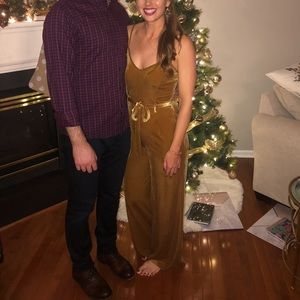 Velvet mustard/ gold jumpsuit